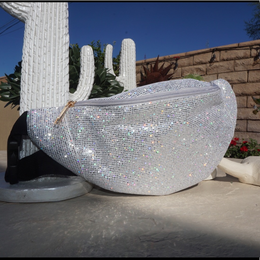 White Iridescent Belt Bag